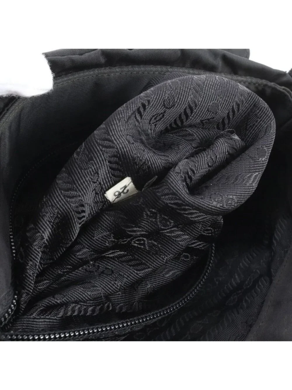 Prada Tessuto Nylon Triangle Logo Leather Shoulder Bag Crossbody Messenger Black